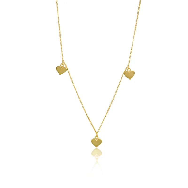 Triple Heart of Gold Necklace - (Gold) sold by Pusca