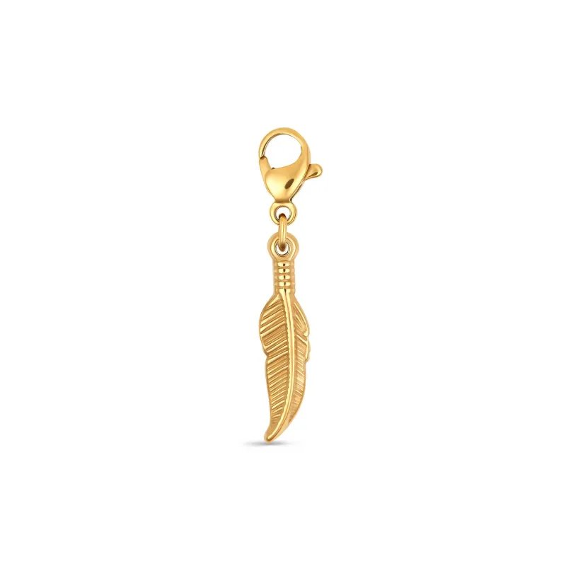 Feather Necklace Charm - Gold sold by Pusca