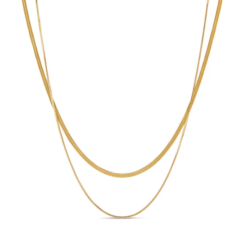 Snake Double Chain Necklace - Gold sold by Pusca