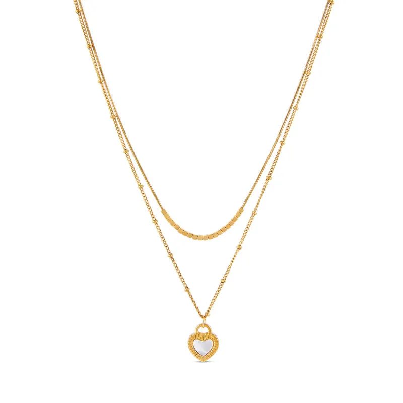 Marble Heart Layered Necklace - Gold made by Pusca