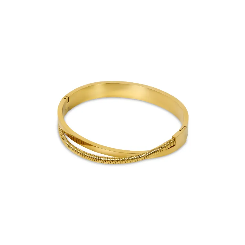 Double Layer Chunky Bangle - Gold sold by Pusca