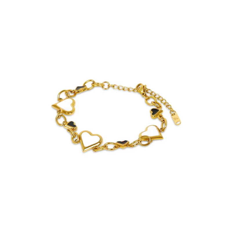 Monochrome Hearts Chain Bracelet - Gold sold by Pusca