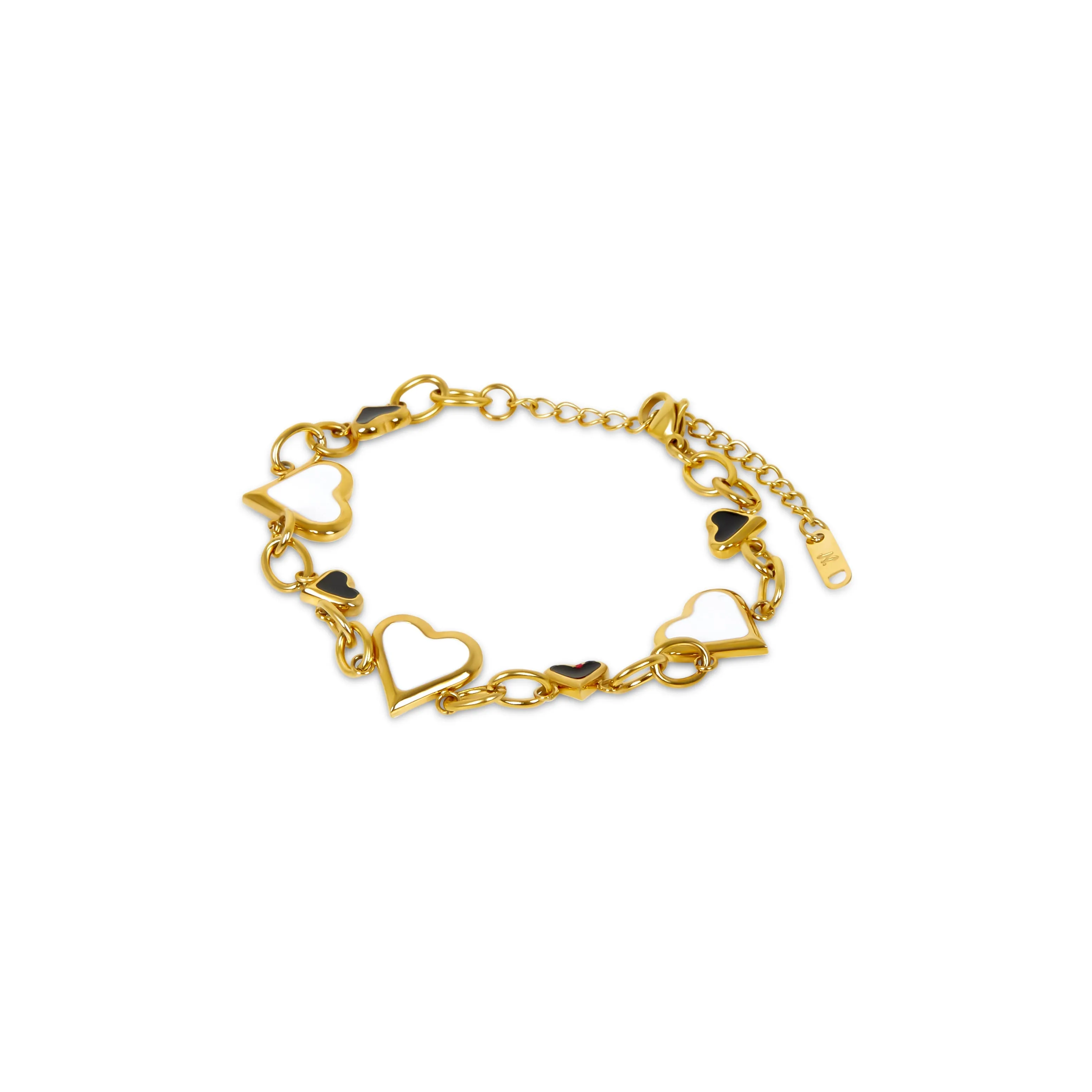 Monochrome Hearts Chain Bracelet - Gold sold by Pusca