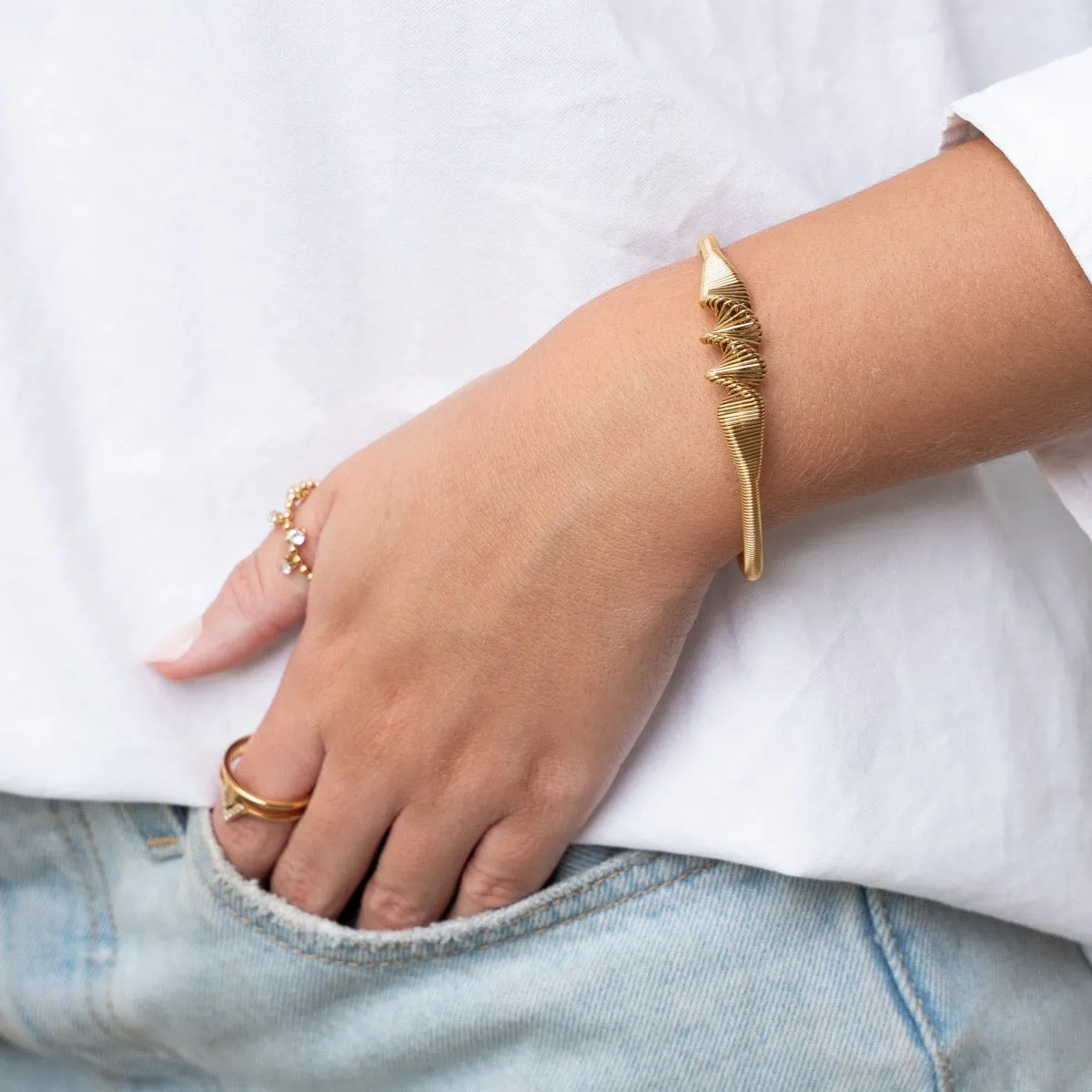 Wave Bangle Bracelet - Gold sold by Pusca product image thumbnail 4