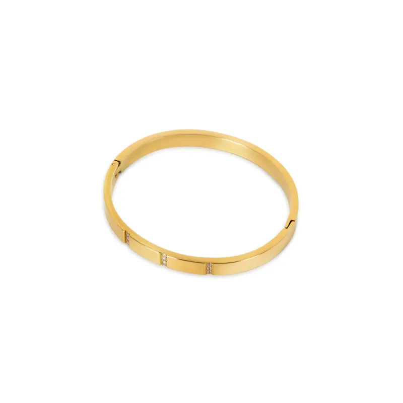 Linear Stone Bangle Bracelet - Gold sold by Pusca