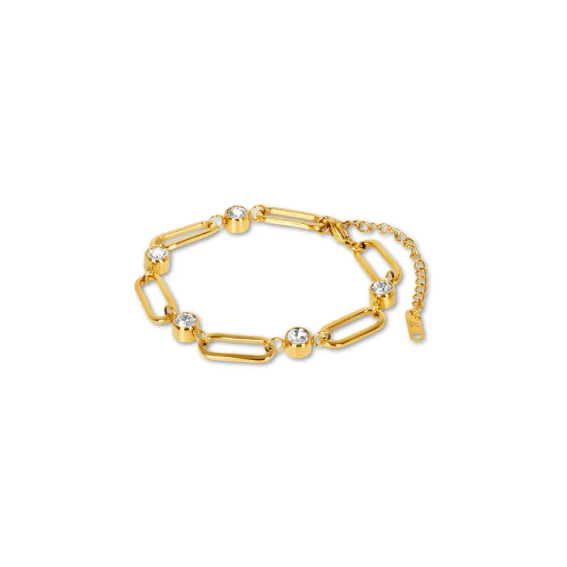 Oval Link Stone Chain Bracelet - Gold sold by PUSCA JEWELS