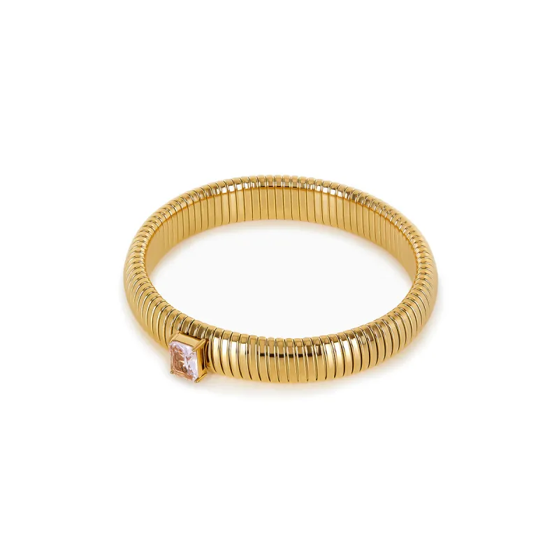 Chunky Stone Bangle - Gold sold by Pusca