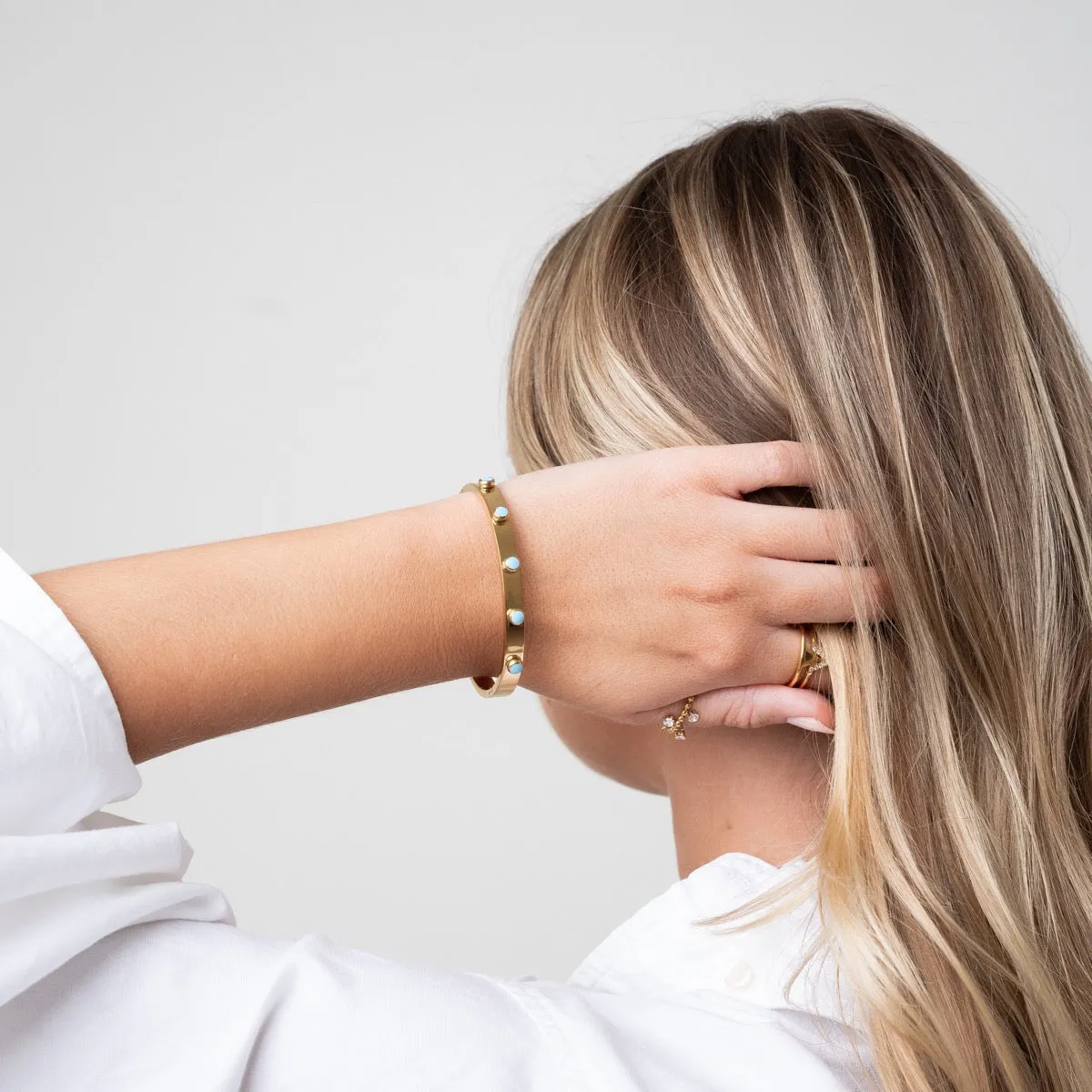 Aqua Stone Bangle Bracelet - Gold sold by Pusca product image thumbnail 3