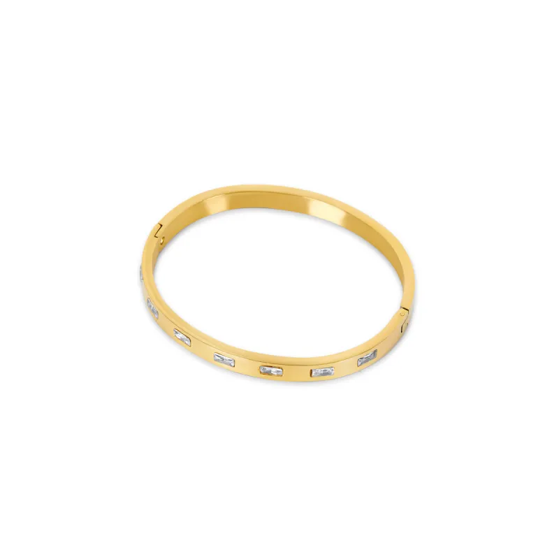 Rectangle Stone Bangle - Gold sold by Pusca