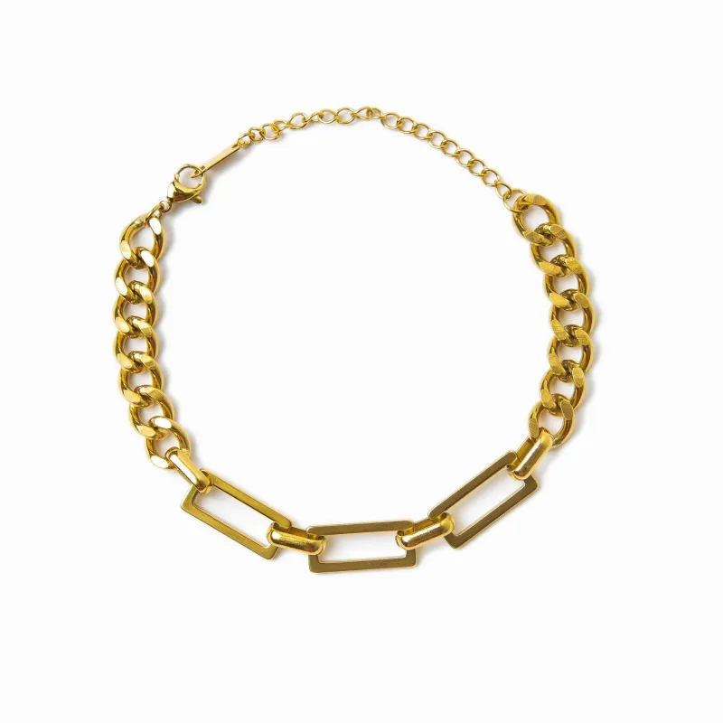 Contrast Mix Clip Cuban Bracelet - Gold sold by Pusca
