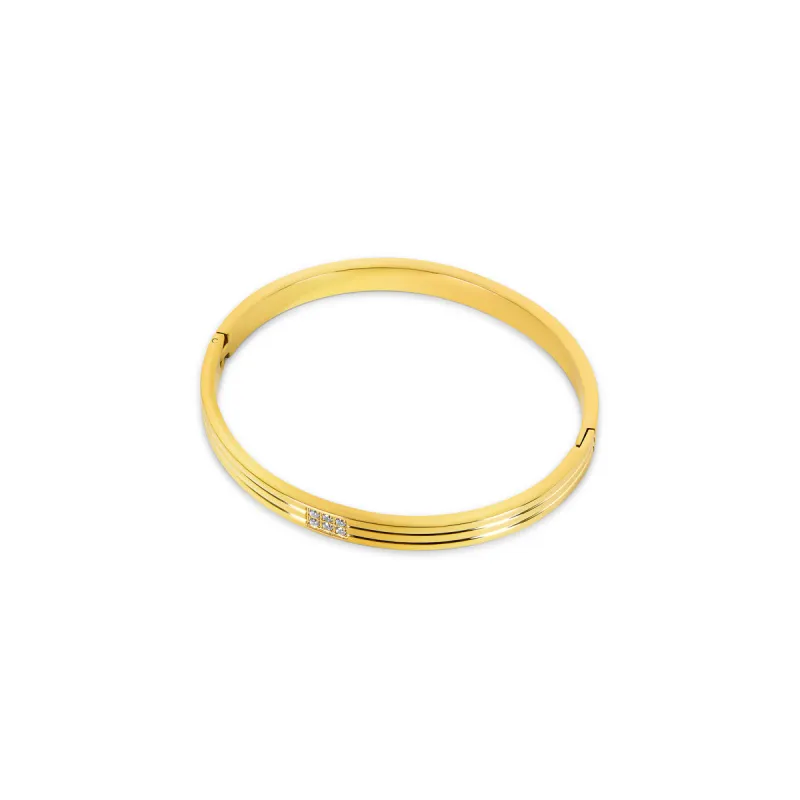 Carved Stone Bangle Bracelet  - Gold sold by Pusca
