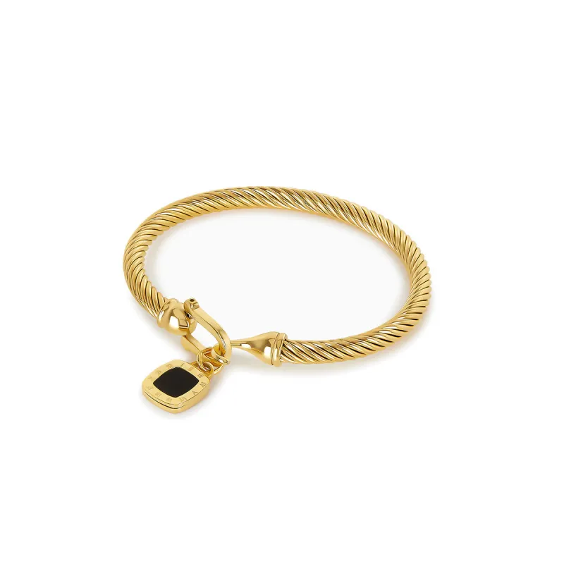 Square Onyx Pendant Bracelet - Gold sold by Pusca