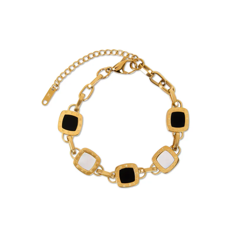 Square Monochrome Clip Chain Bracelet - Gold sold by Pusca