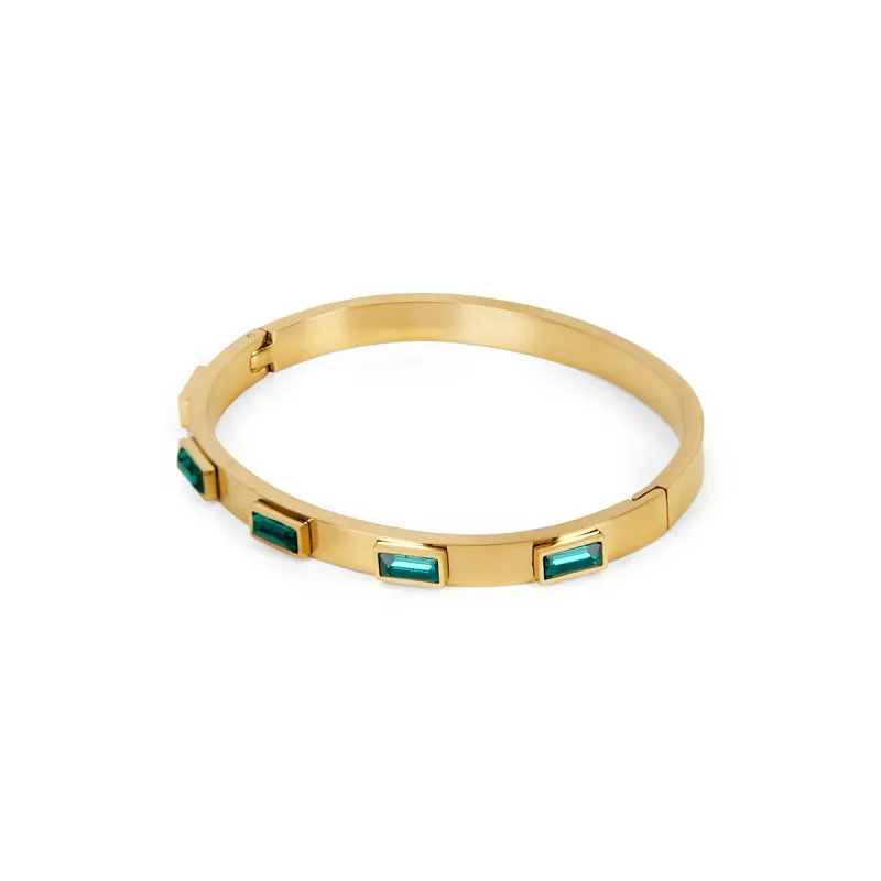 Cubic Stone Bracelet - Gold/Green sold by Pusca
