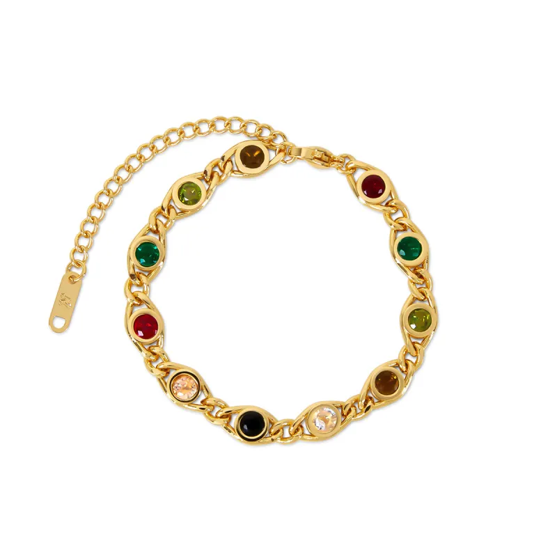 Gem Stone Chain Bracelet - Gold sold by Pusca