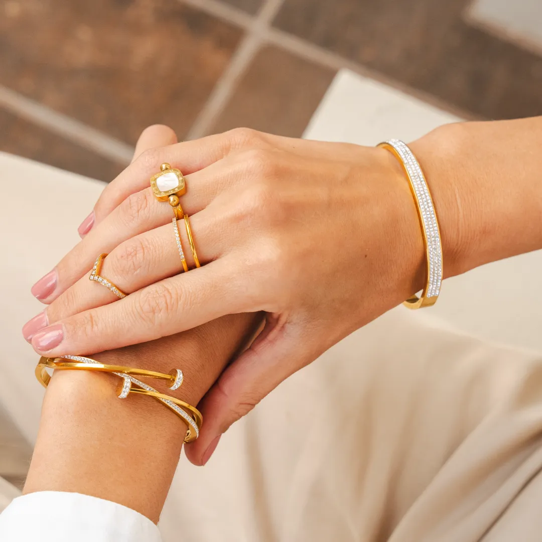 Luxe Stone Bangle Bracelet - Gold sold by Pusca product image thumbnail 2