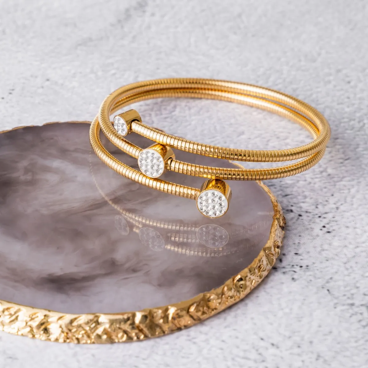 Stone Twister Bangle - Gold sold by Pusca product image thumbnail 4