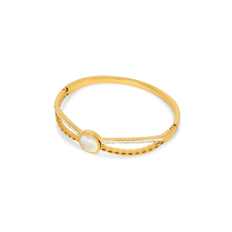 Venus Stone Bangle Bracelet - Gold sold by Pusca