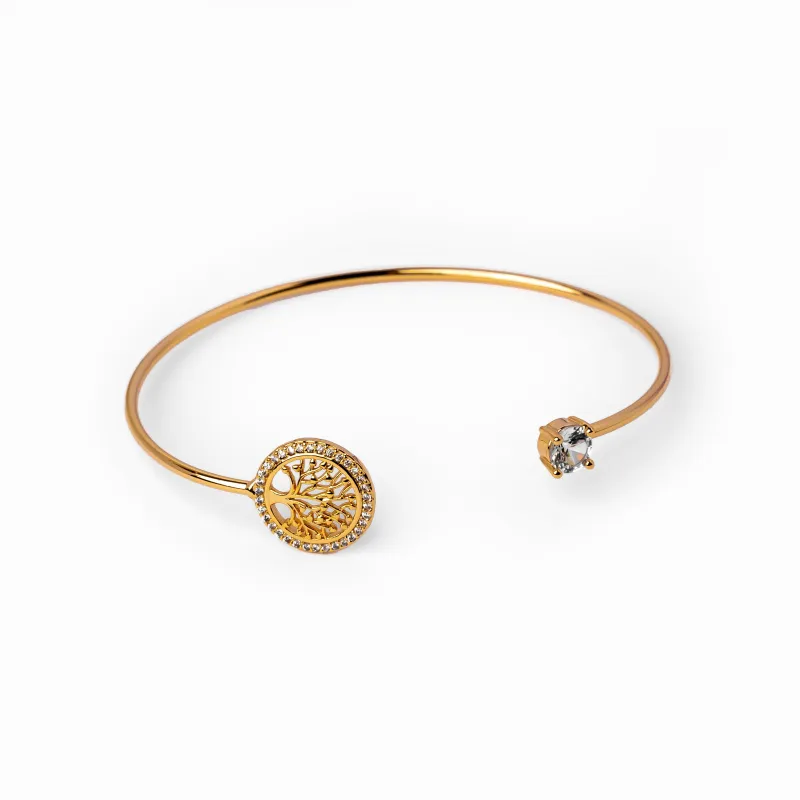 Tree Of Life Stone Bangle Bracelet - Gold sold by Pusca