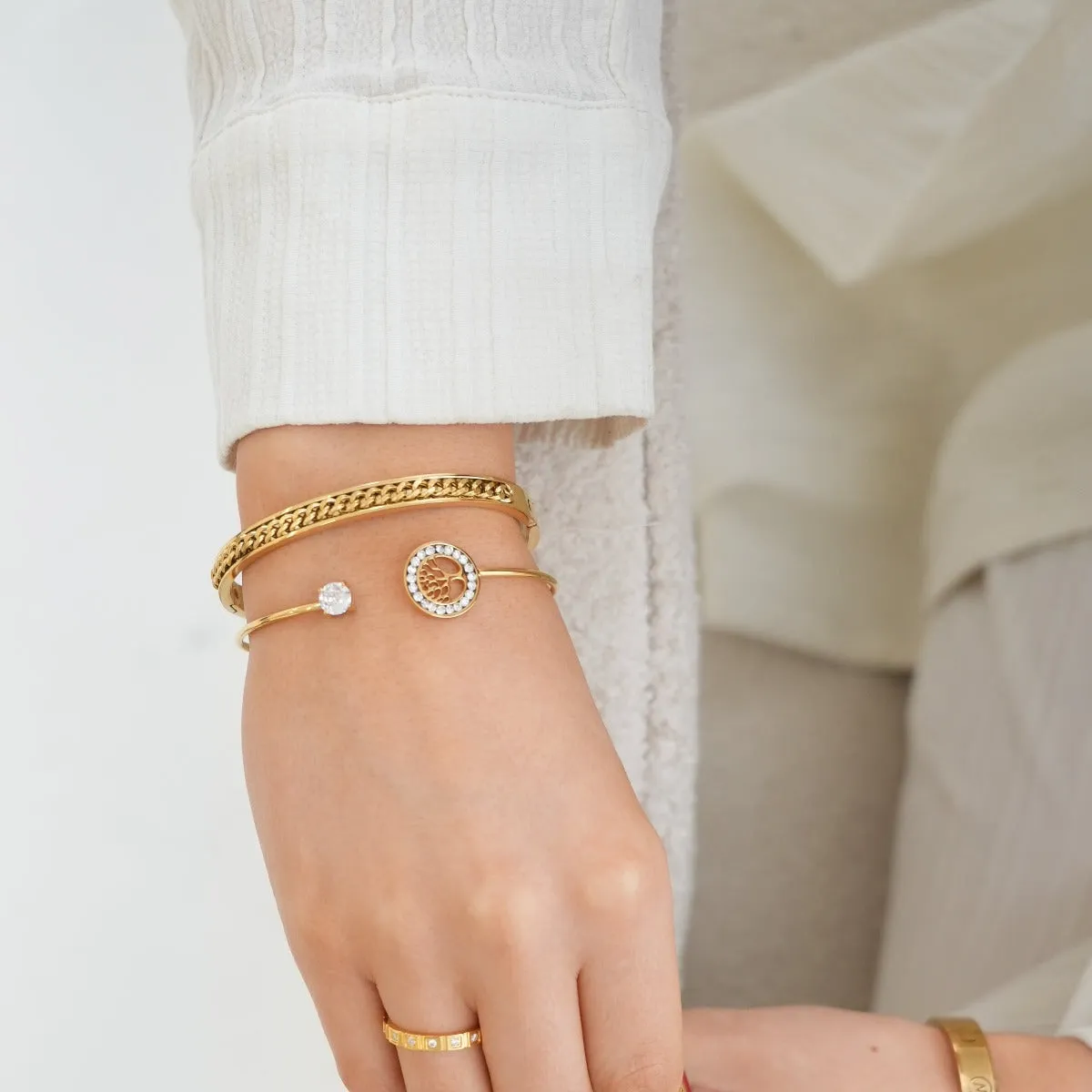 Tree Of Life Stone Bangle Bracelet - Gold sold by Pusca product image thumbnail 4
