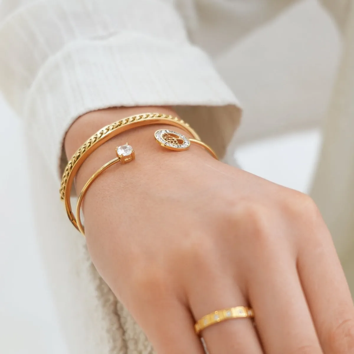 Tree Of Life Stone Bangle Bracelet - Gold sold by Pusca product image thumbnail 5