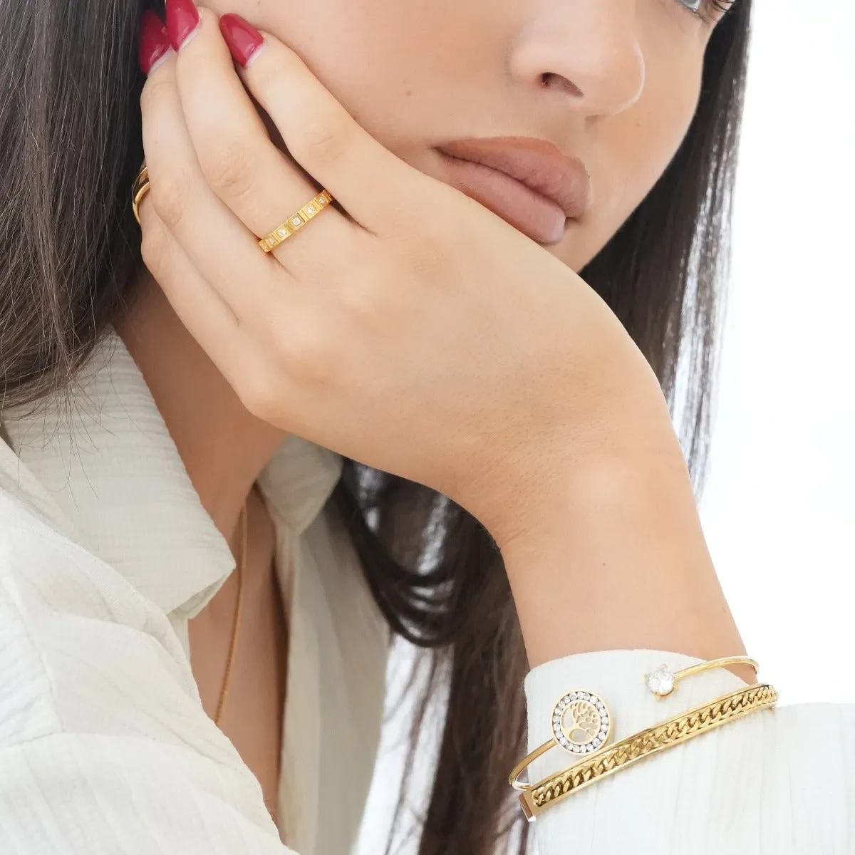 Tree Of Life Stone Bangle Bracelet - Gold sold by Pusca product image thumbnail 3