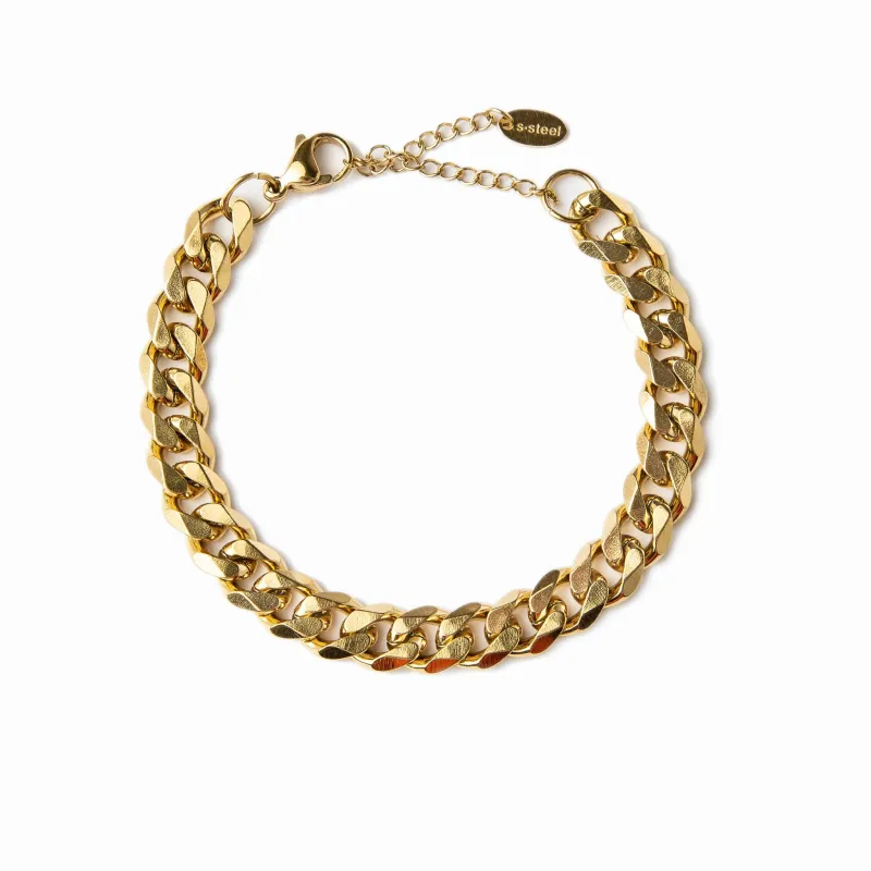 Curb Chain Bracelet 14K Gold Plated - Gold sold by Pusca