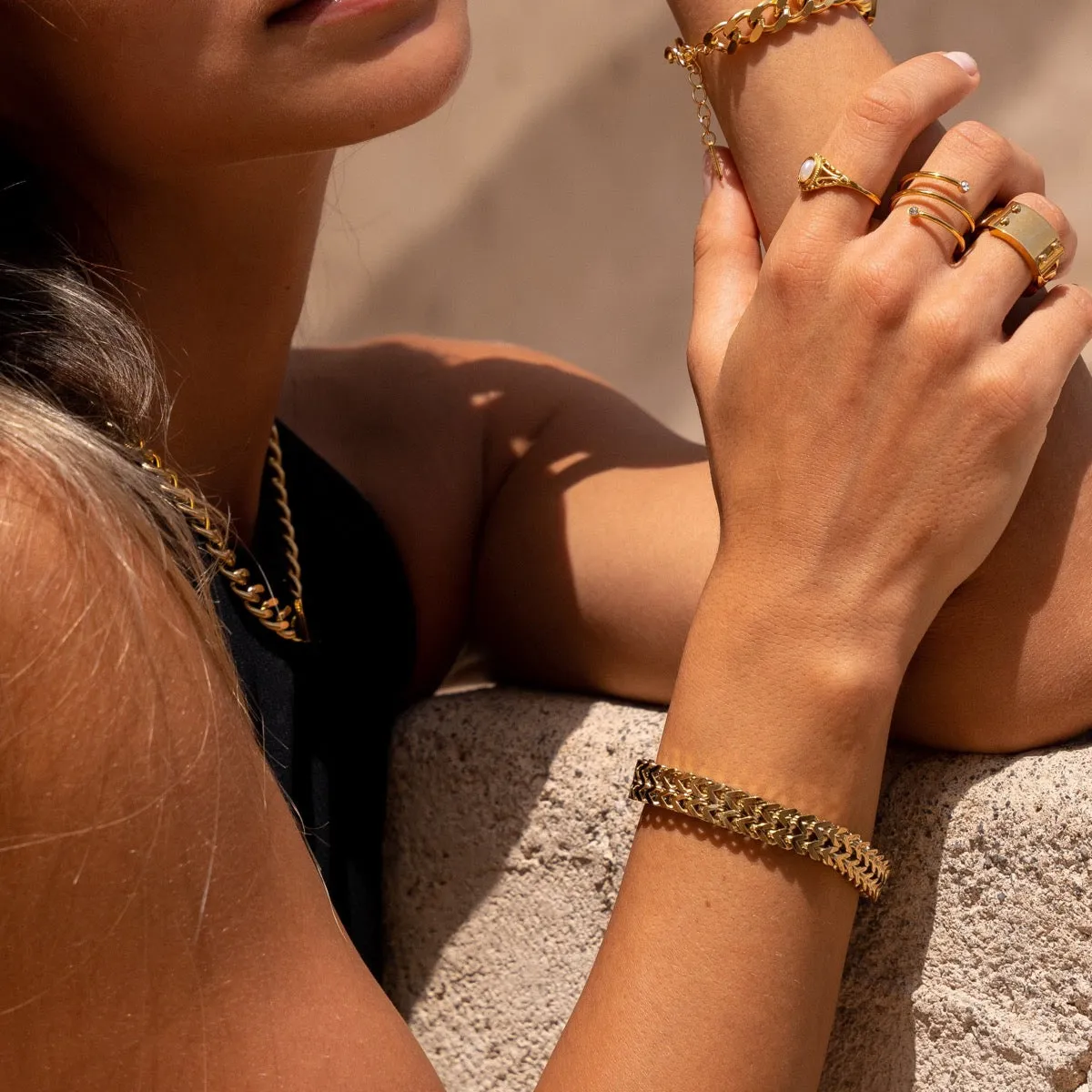 Eden Textured Bracelet 18K Gold Plated - Gold sold by Pusca product image thumbnail 2