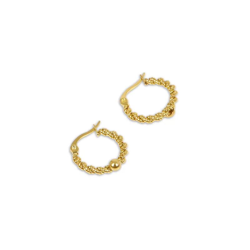 Twisted Rope Hoop Earrings - Gold sold by Pusca