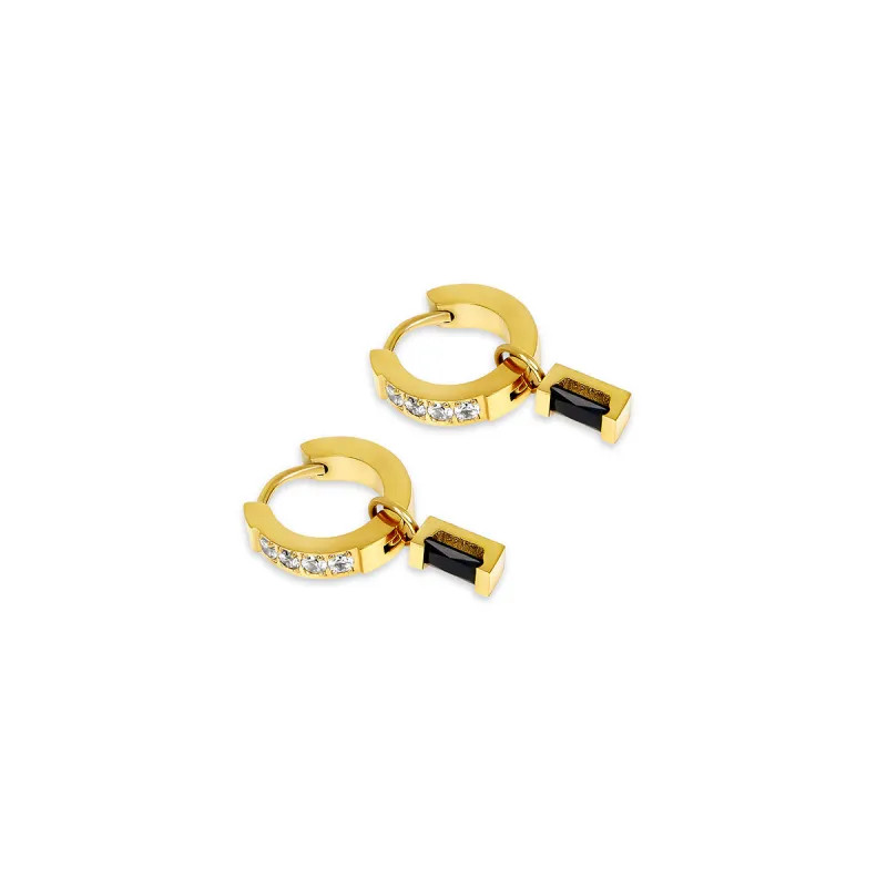 Opal Stone Huggie Earrings - Gold sold by Pusca