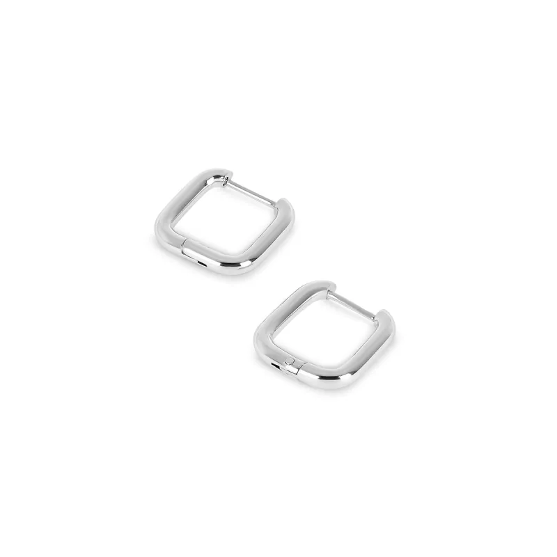 Square Huggie Hoop Earring - Silver made by Pusca