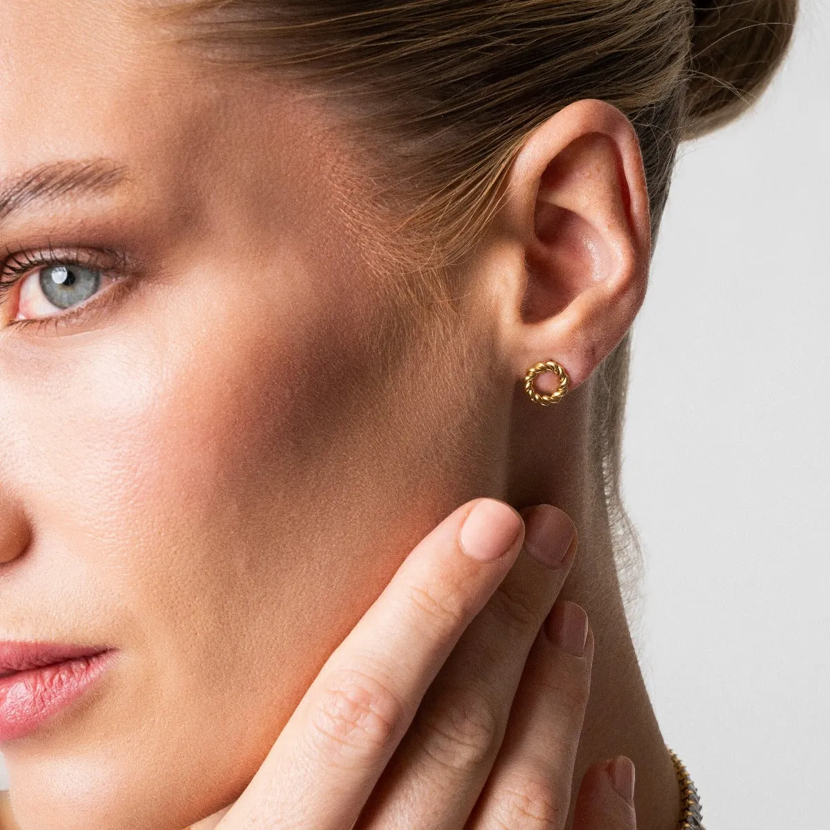 Dainty Rope Stud Earrings - Gold sold by Pusca product image thumbnail 3