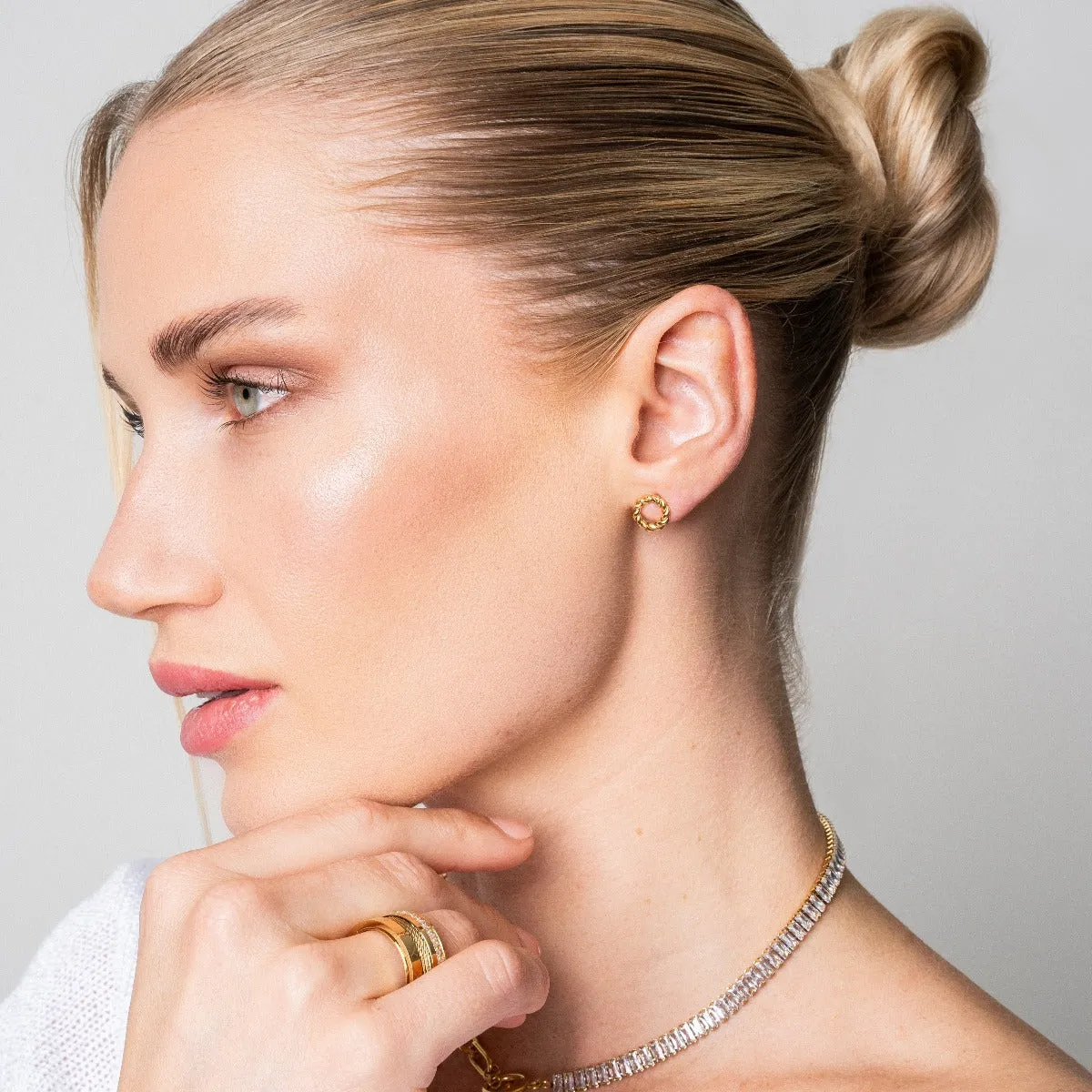 Dainty Rope Stud Earrings - Gold sold by Pusca product image thumbnail 5