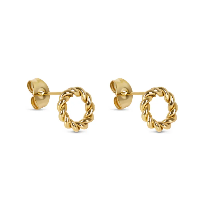Dainty Rope Stud Earrings - Gold sold by PUSCA JEWELS