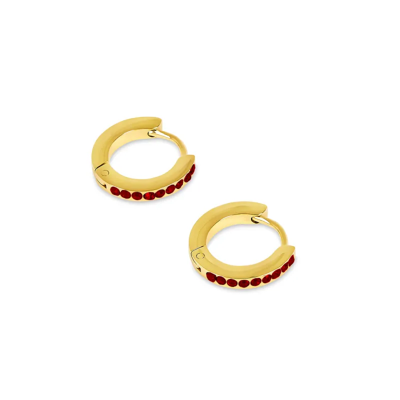 Birthstone Huggie Hoop Earrings - Gold (Select Your Birthstone!) sold by Pusca