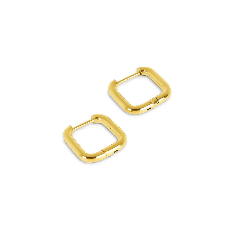 Square Huggie Hoop Earring - Gold sold by PUSCA JEWELS