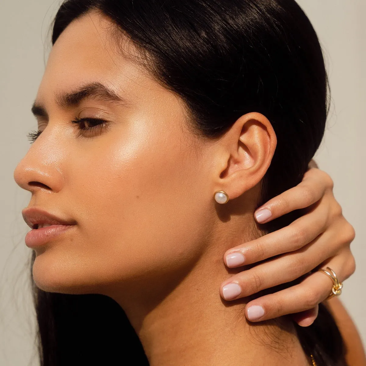 Pearl Stud Earrings - Gold sold by Pusca product image thumbnail 2