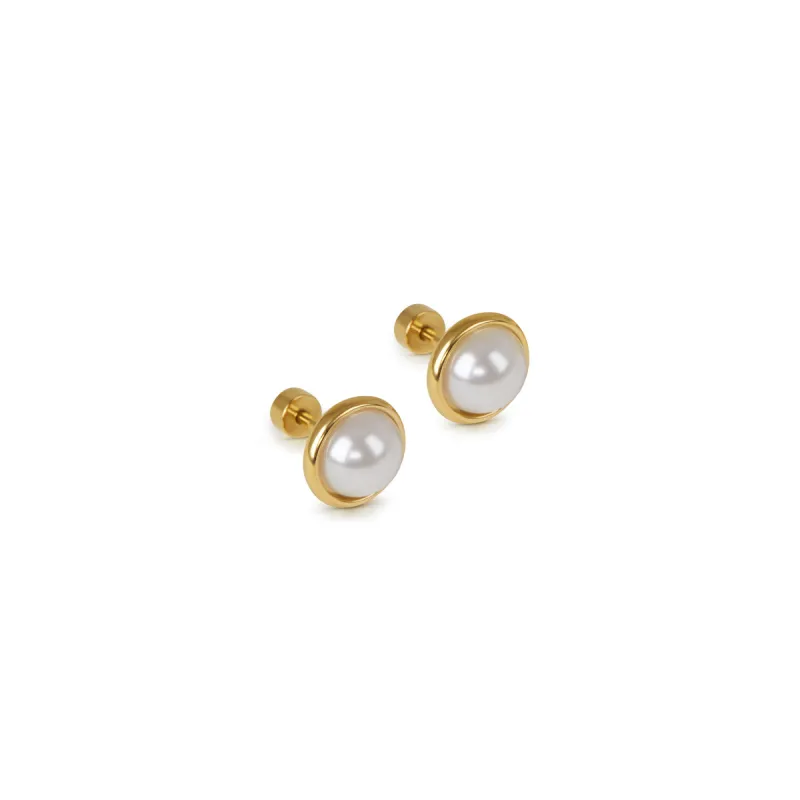 Pearl Stud Earrings - Gold sold by Pusca