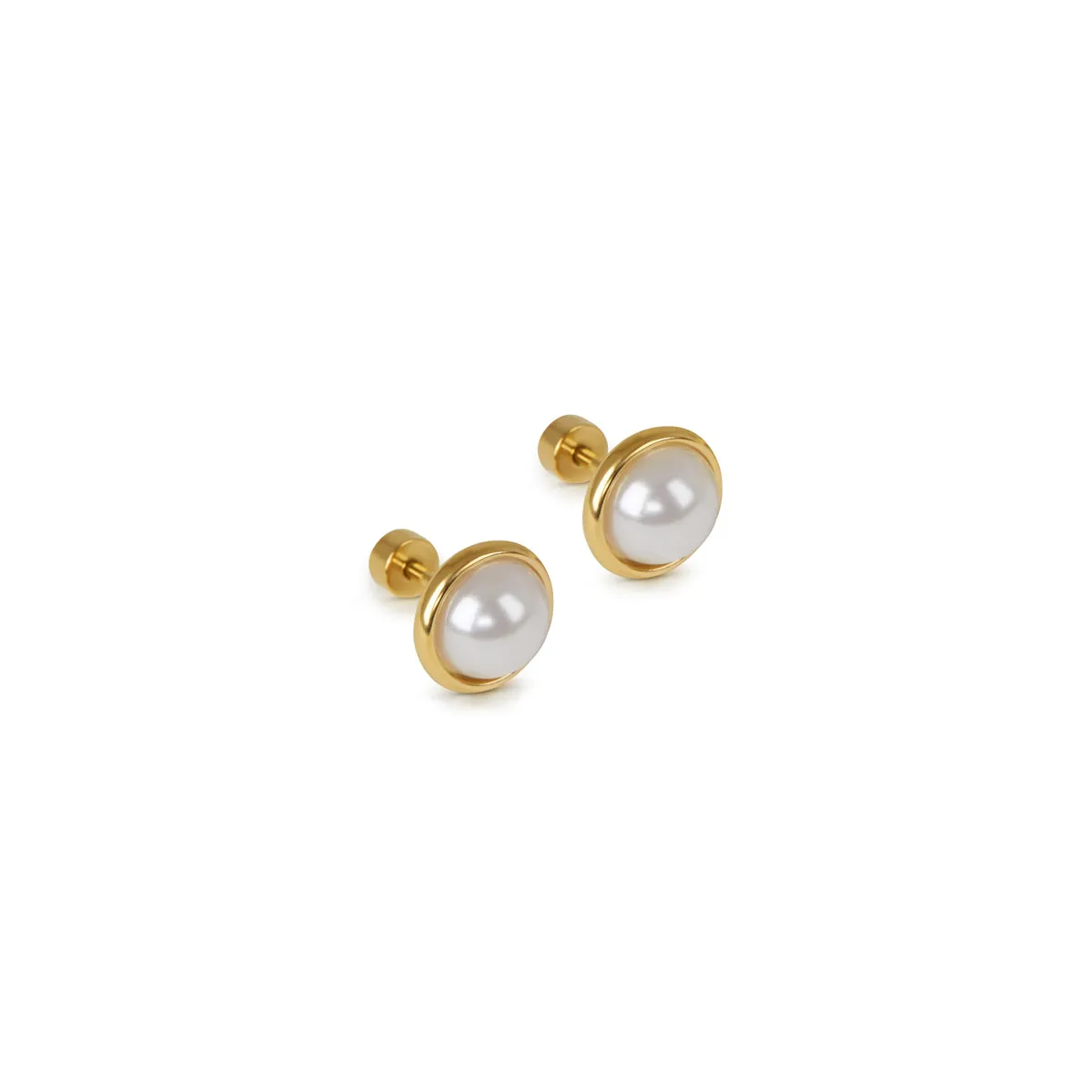 Pearl Stud Earrings - Gold sold by Pusca