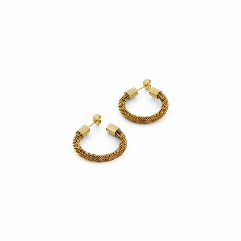 Mesh Hoop Earrings - Gold sold by Pusca
