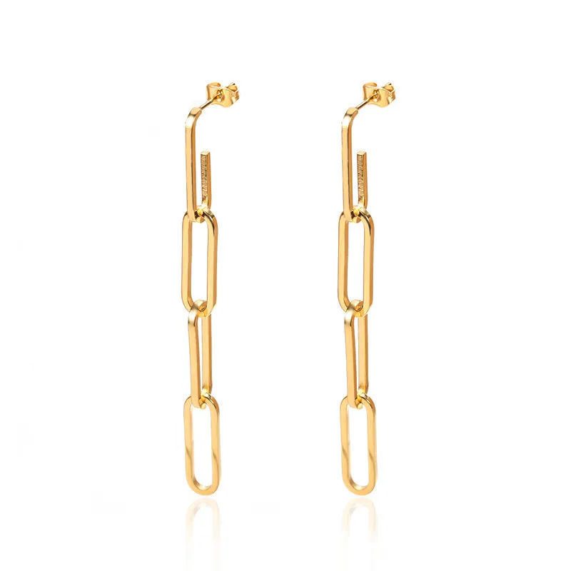 Clip Chain Dangle Earrings - Gold made by Pusca