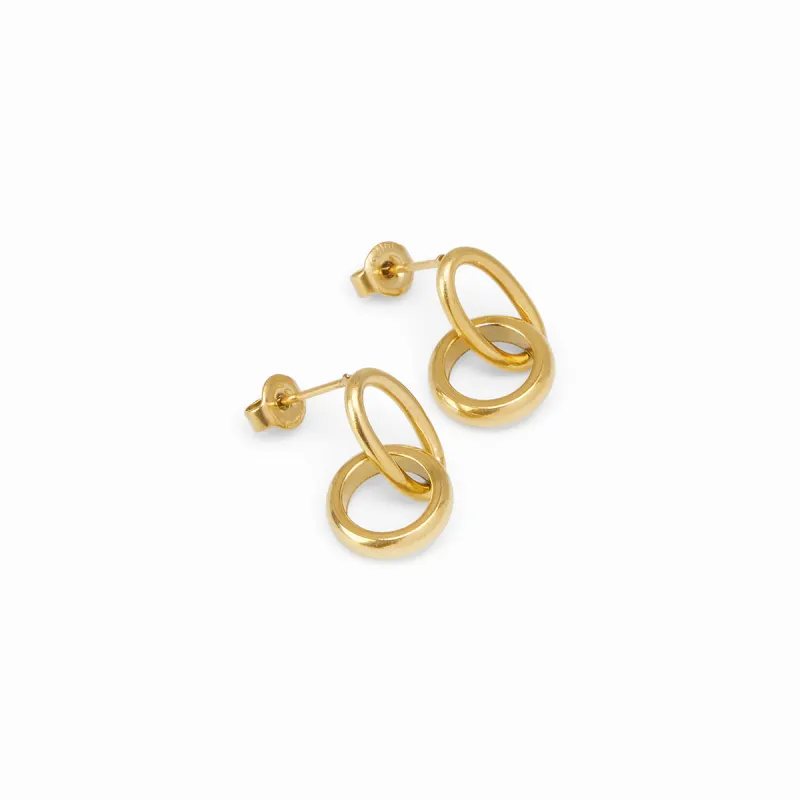 Double Link Hoop Earrings - Gold sold by PUSCA JEWELS