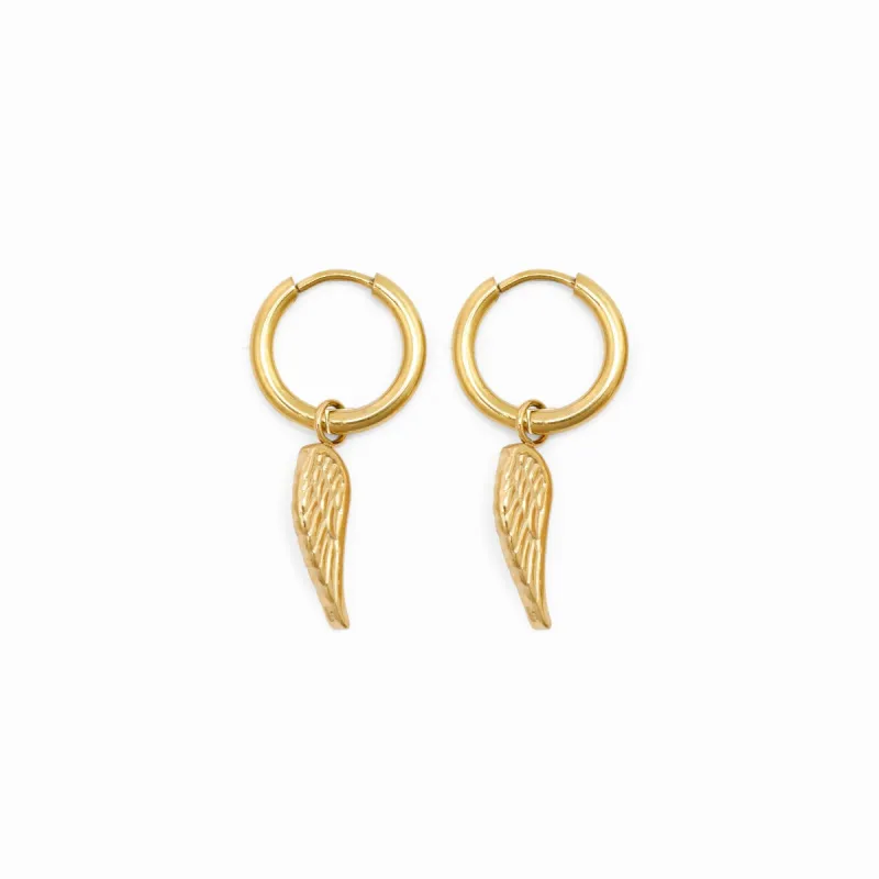 Angel Wing Hoop Earrings - Gold made by Pusca