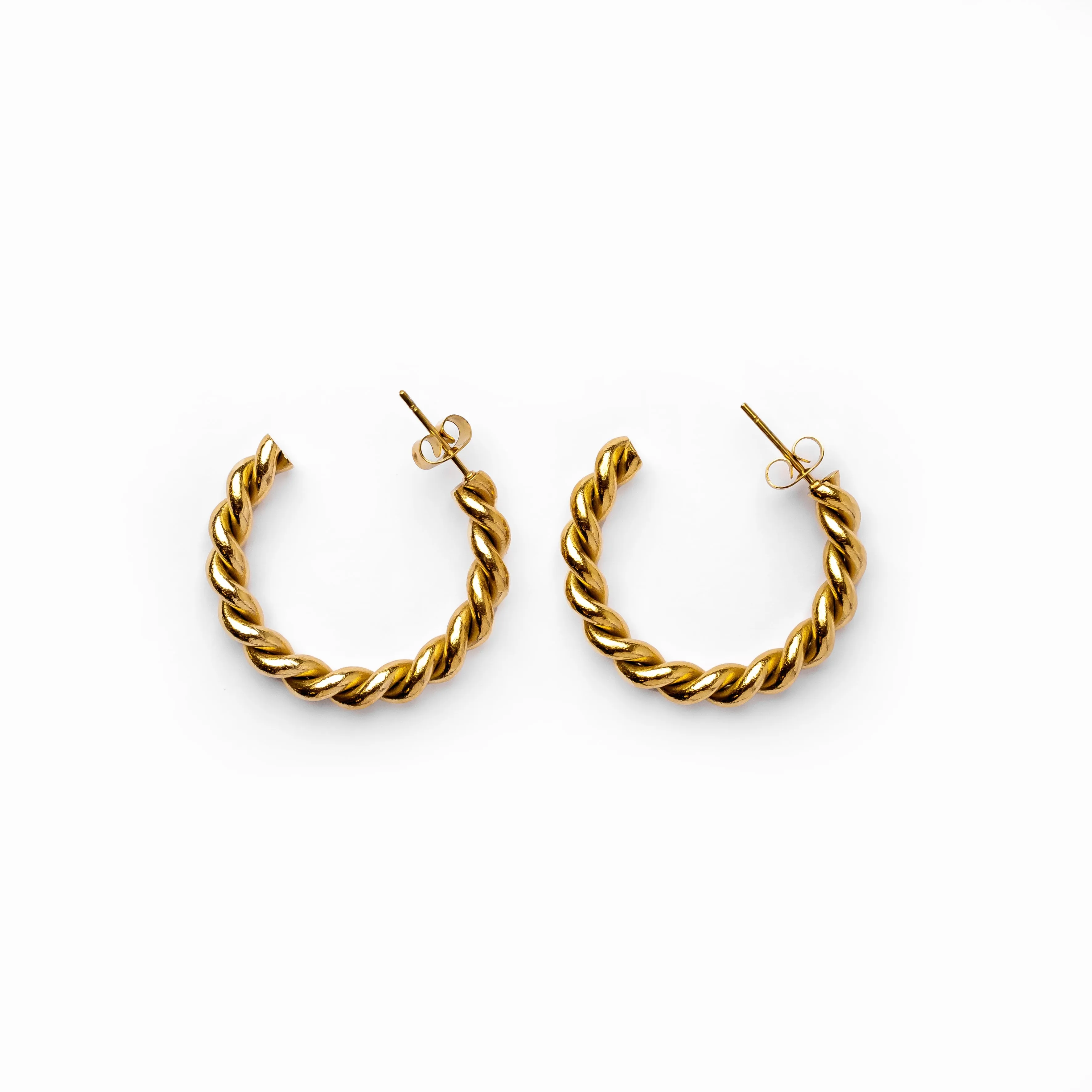 Sofia Twist Rope Hoop Earrings 18K Gold Plated - Gold sold by Pusca