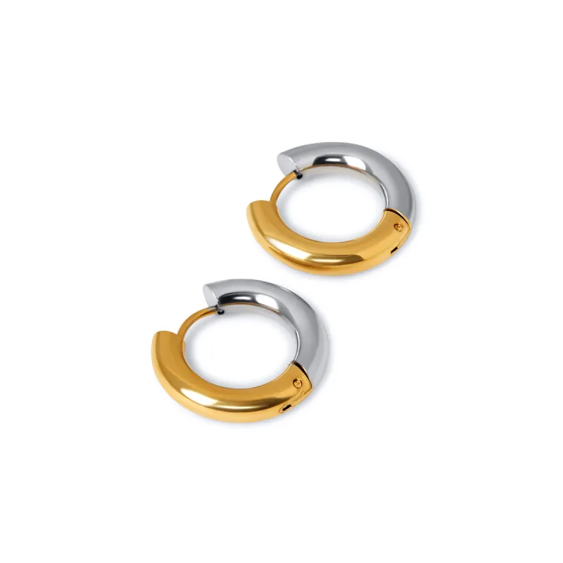Contrast Hoop Earrings - Gold/Silver sold by Pusca