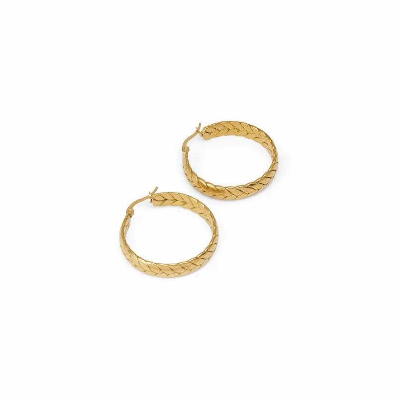 Woven Hoop Earrings - 18k Gold Plated sold by Pusca
