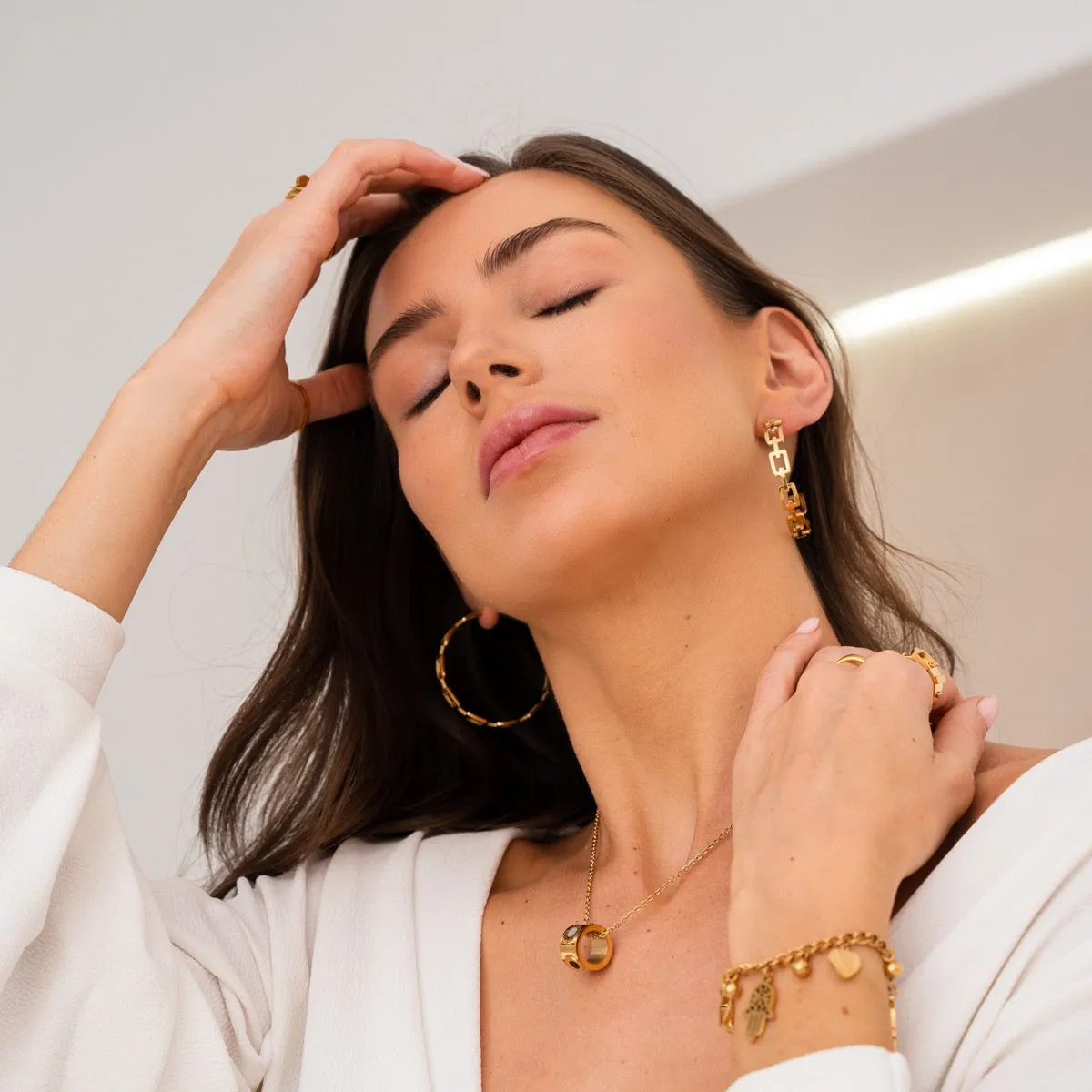 Geometric Hoop Earrings 18K Gold Plated - Gold sold by Pusca product image thumbnail 3