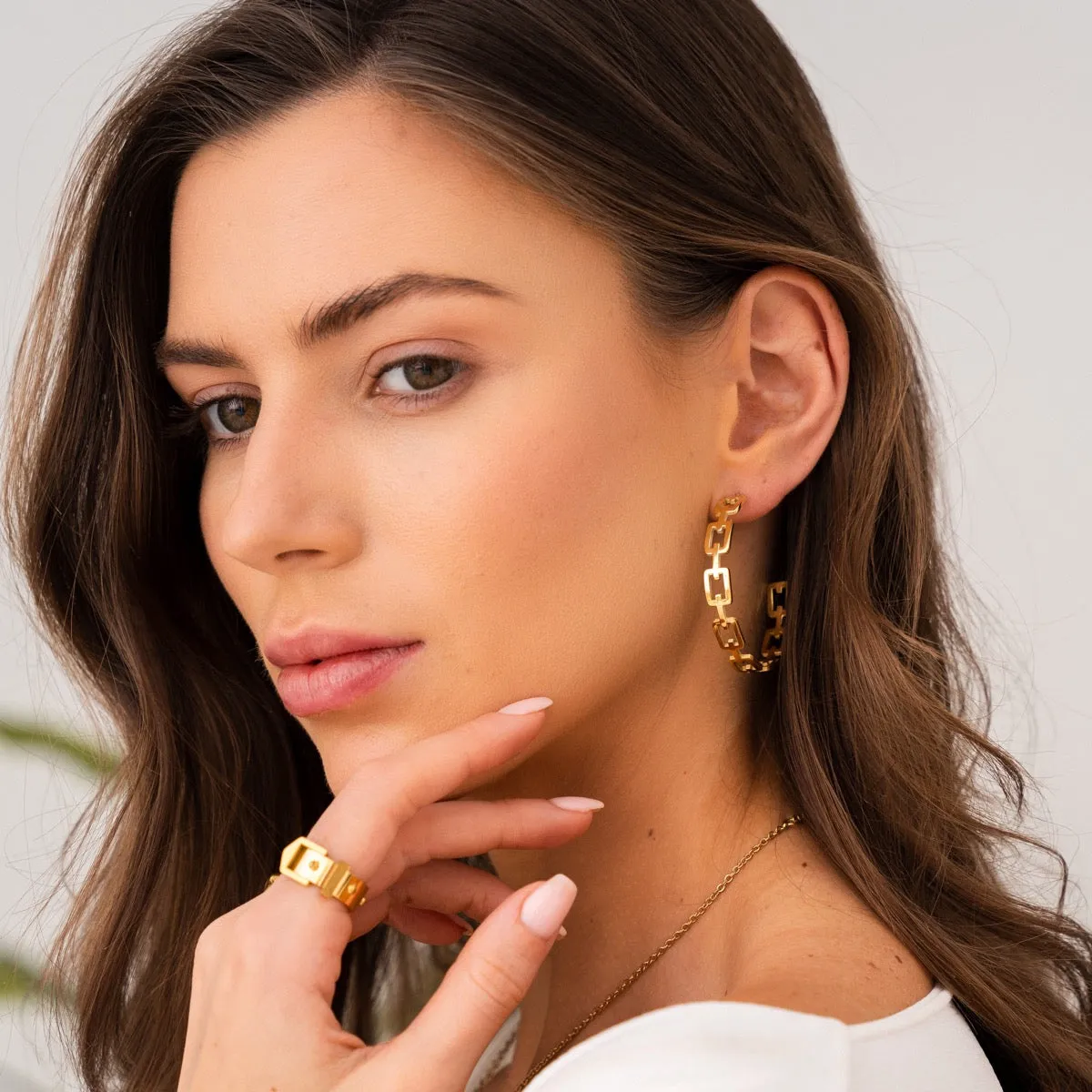 Geometric Hoop Earrings 18K Gold Plated - Gold sold by Pusca product image thumbnail 2
