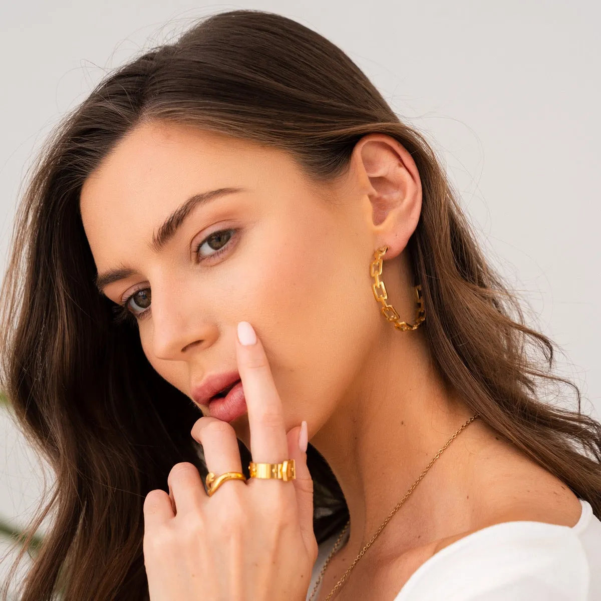 Geometric Hoop Earrings 18K Gold Plated - Gold sold by Pusca product image thumbnail 4