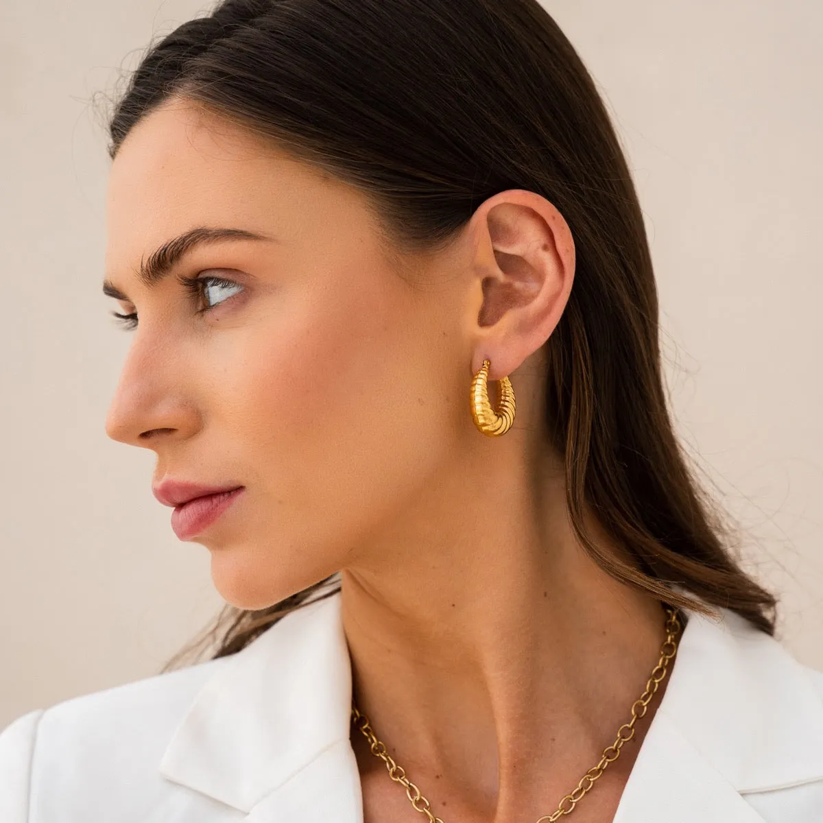 Croissant Hoop Earrings - Gold sold by Pusca product image thumbnail 4